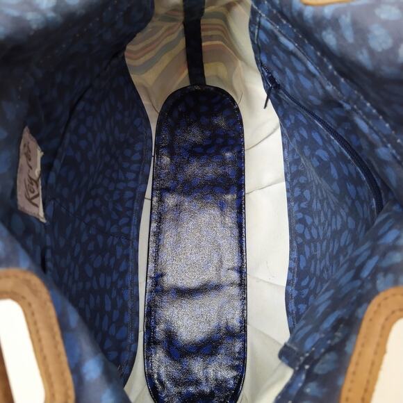 Fossil Key Per Multicolor Coated Canvas Stripe Double Handle Tote Shoulder Bag - Picture 13 of 15